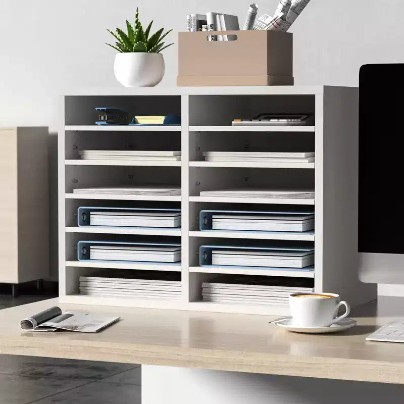 Organisateurs de documents VEVOR, Casier de bureau à 12 compartiments avec étagères réglables, Trieur de documents en bois 51,8x30,5x40,9 cm, Certifié EPA