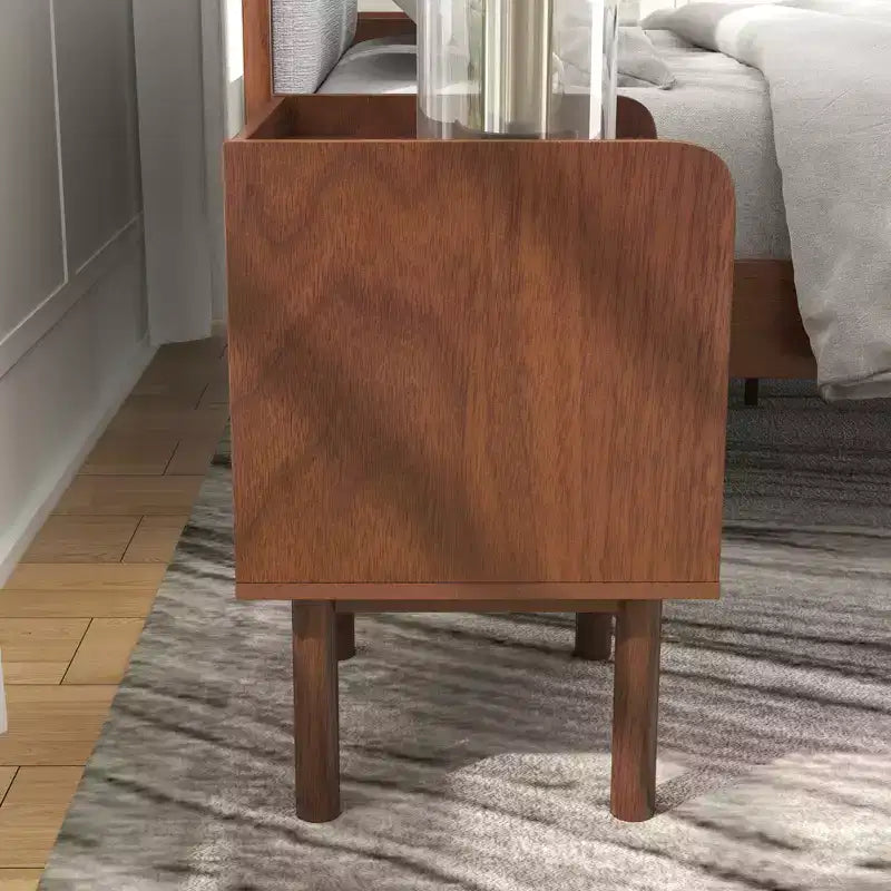 Table de chevet à double niveau Roundhill Furniture Wyller, table d'appoint, finition noyer naturel