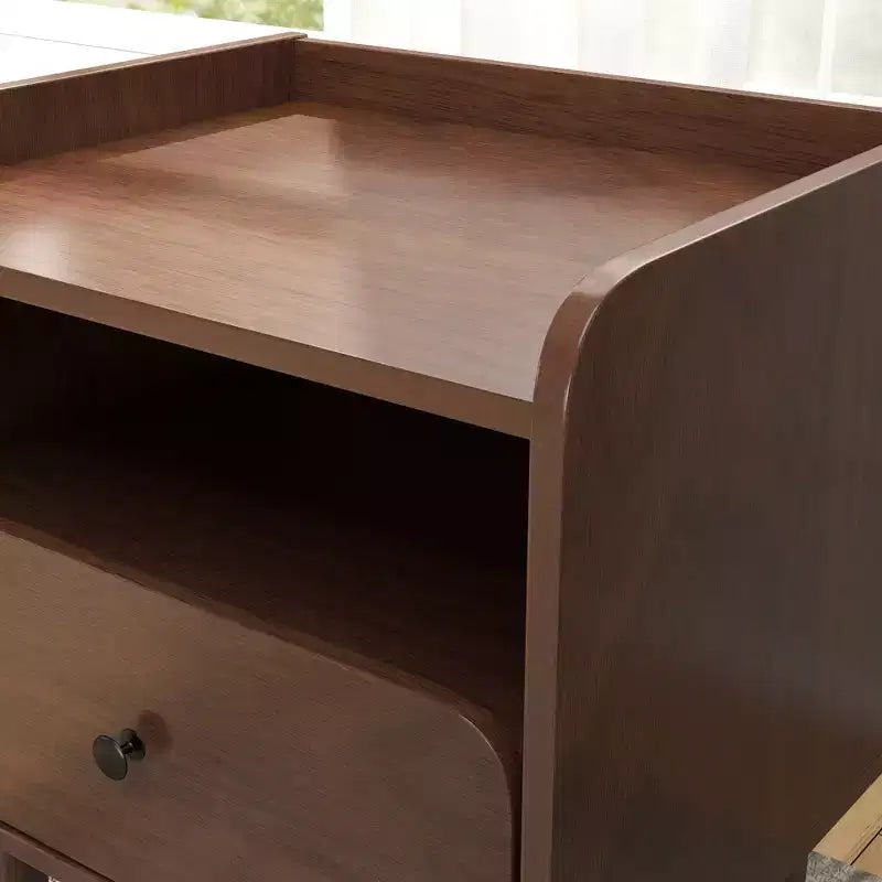 Table de chevet à double niveau Roundhill Furniture Wyller, table d'appoint, finition noyer naturel