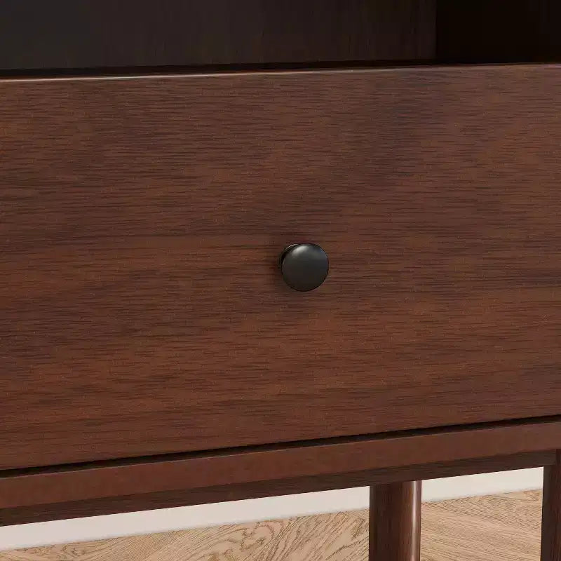 Table de chevet à double niveau Roundhill Furniture Wyller, table d'appoint, finition noyer naturel