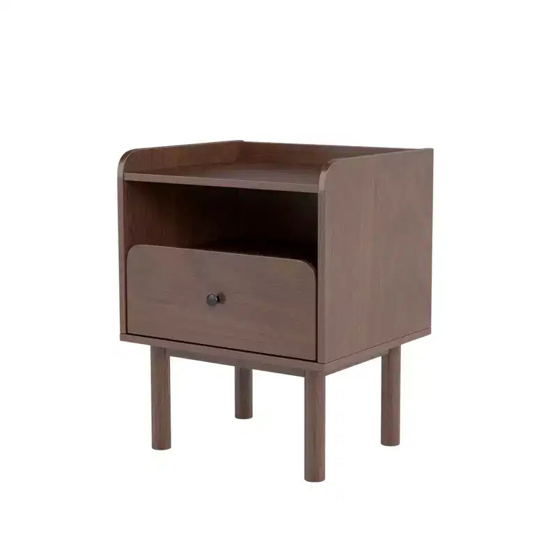 Table de chevet à double niveau Roundhill Furniture Wyller, table d'appoint, finition noyer naturel