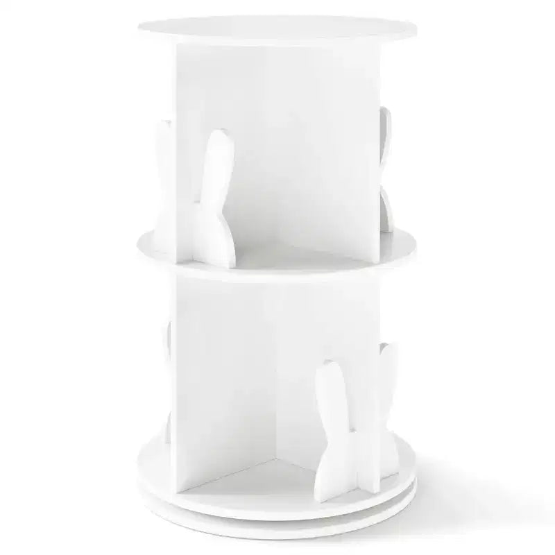 Costway Étagère à livres rotative pour enfants, 2 niveaux, autoportante, présentoir de rangement rotatif à 360°, blanc/rose