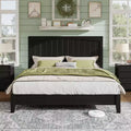 AMERLIFE Solid Wood Bed Frame, Mid Century Platform Bed with Arched Lines Headboard