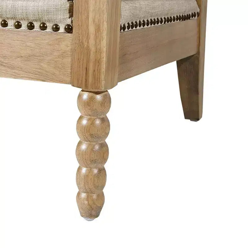 Fauteuil d'appoint Okak avec revêtement confortable, coussin amovible, cadre en bois massif, fauteuil de lecture classique et élégant pour salon, salle d'attente
