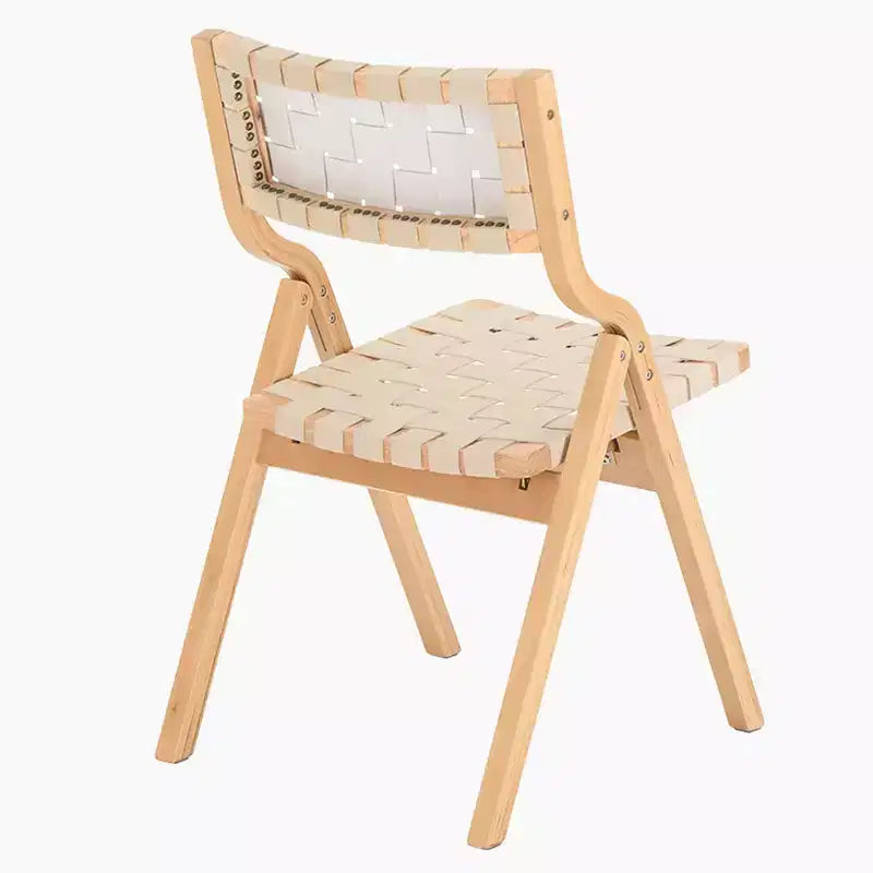 MAYEERTY Chaises de salle à manger pliables et empilables en bois, lot de 2, assise et dossier tissés, beige - naturel