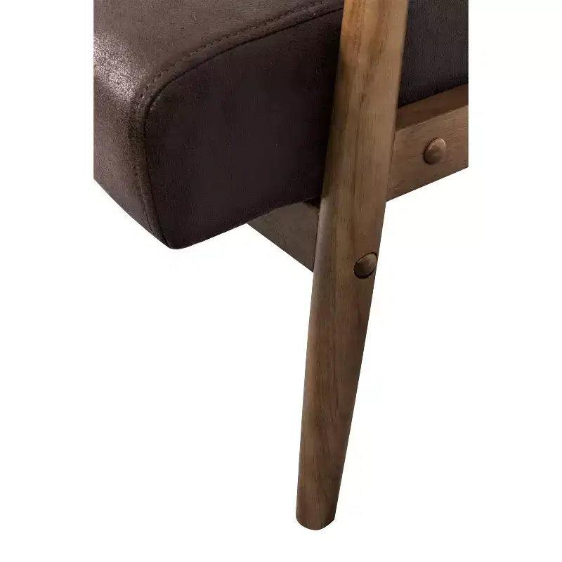 Fauteuil d'appoint Okak 25.38 W avec revêtement confortable, fauteuil de lecture en bois massif de style Mid-Century pour salon, chambre à coucher, salle d'attente