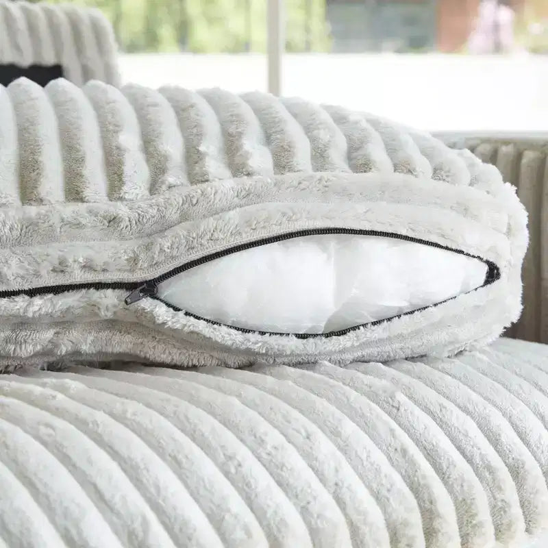Canapé d'angle modulable 6 places en velours côtelé en forme de U Belffin - Avec pouf de rangement et design convertible