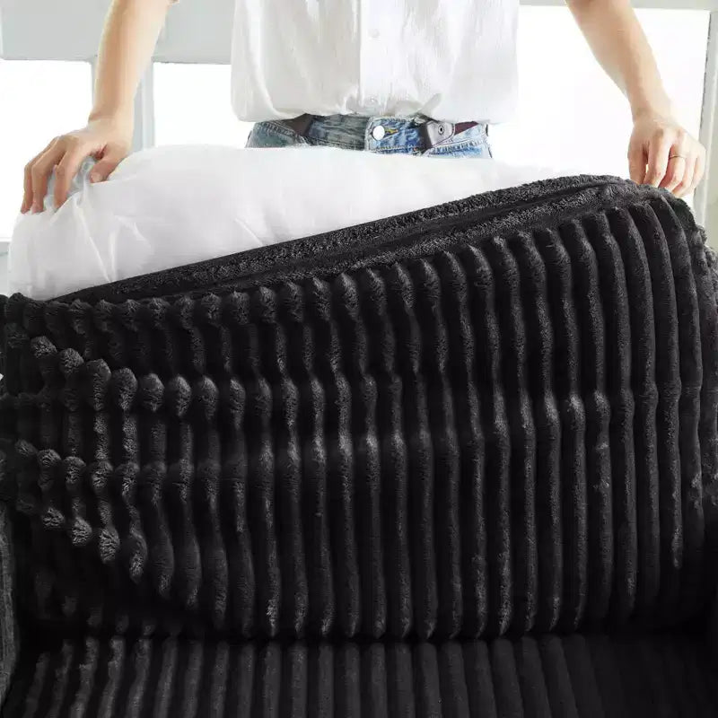 Canapé d'angle modulable 6 places en velours côtelé en forme de U Belffin - Avec pouf de rangement et design convertible