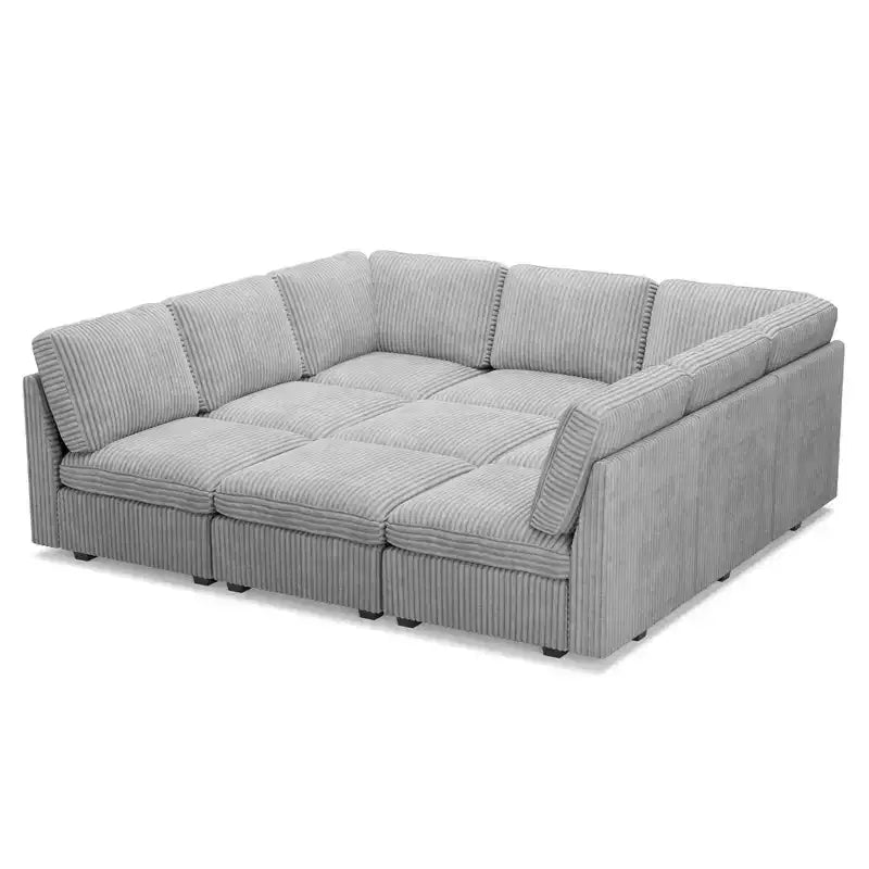Canapé modulaire convertible Belffin 9 places - Canapé Cloud avec velours côtelé moelleux et rangement pour chaque module