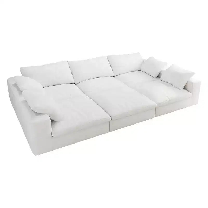 Grand canapé modulable 6 places en plumes, convertible, pour salon d'appartement 120
