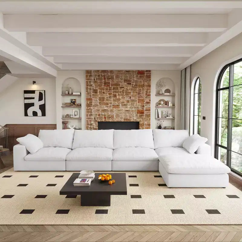 Cloud Modular Sectional Sofa 160 Down Filled Comfort L Shaped Sofa Couch,4 Seater and 1 ottoman