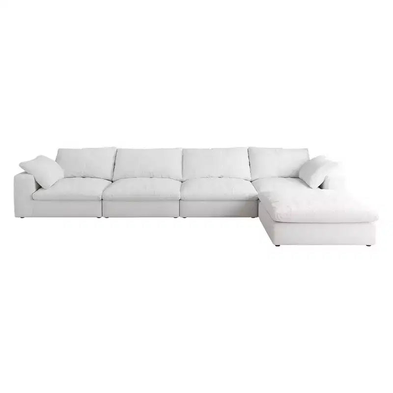 Canapé modulaire Cloud 160, confort rempli de duvet, en forme de L, 4 places et 1 pouf.