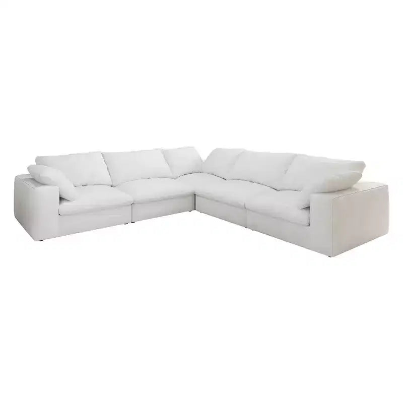 Canapé d'angle Cloud 160, canapé confortable en V garni de plumes pour salon, 5 places
