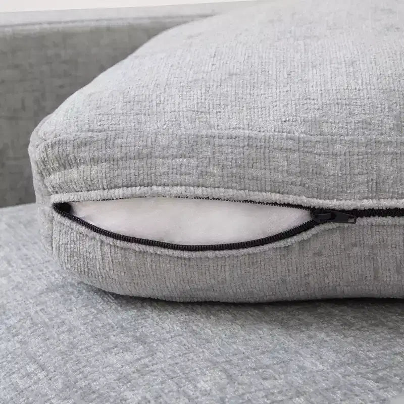 Canapé d'angle modulable 3 places en chenille Belffin – avec pouf de rangement et assise très profonde