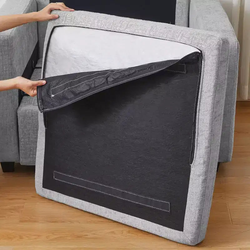 Canapé d'angle modulable 3 places en chenille Belffin – avec pouf de rangement et assise très profonde