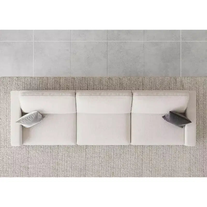 Canapé d'angle modulable 3 places en chenille Belffin – avec pouf de rangement et assise très profonde