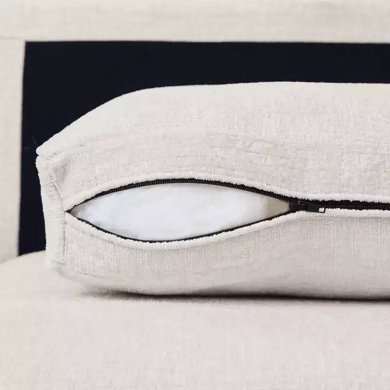 Canapé d'angle modulable 3 places en chenille Belffin – avec pouf de rangement et assise très profonde