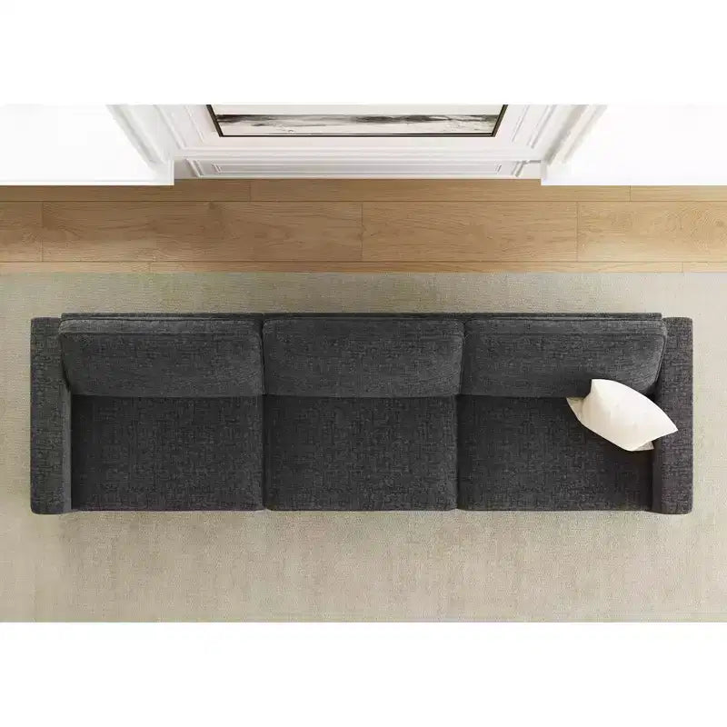 Canapé d'angle modulable 3 places en chenille Belffin – avec pouf de rangement et assise très profonde