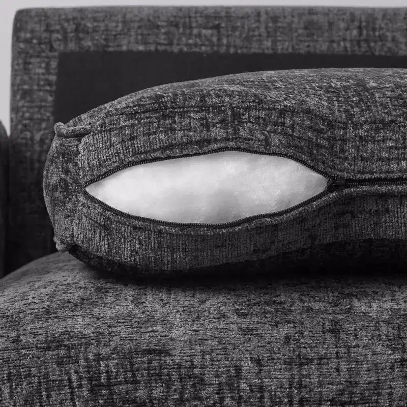 Canapé d'angle modulable 3 places en chenille Belffin – avec pouf de rangement et assise très profonde