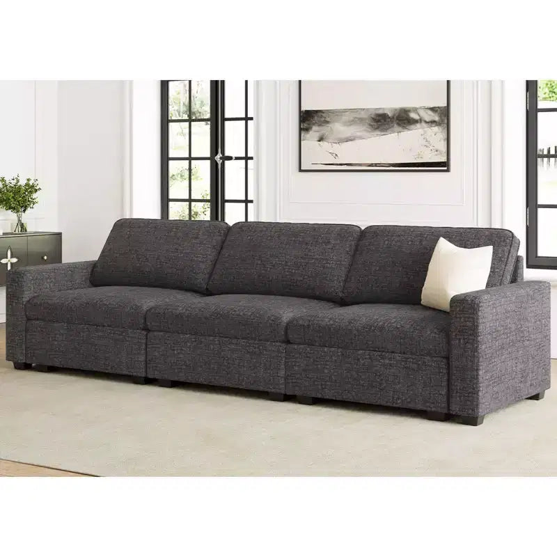 Belffin 3-Seater Chenille Cloud Sectional - Modular Sofa with Storage Ottoman & Extra Deep Seating