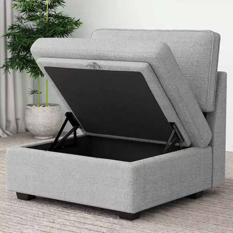 Belffin Chenille Siège Central - Module de Rangement Modulaire avec Tissu Doux pour la Peau et Teintes Naturelles