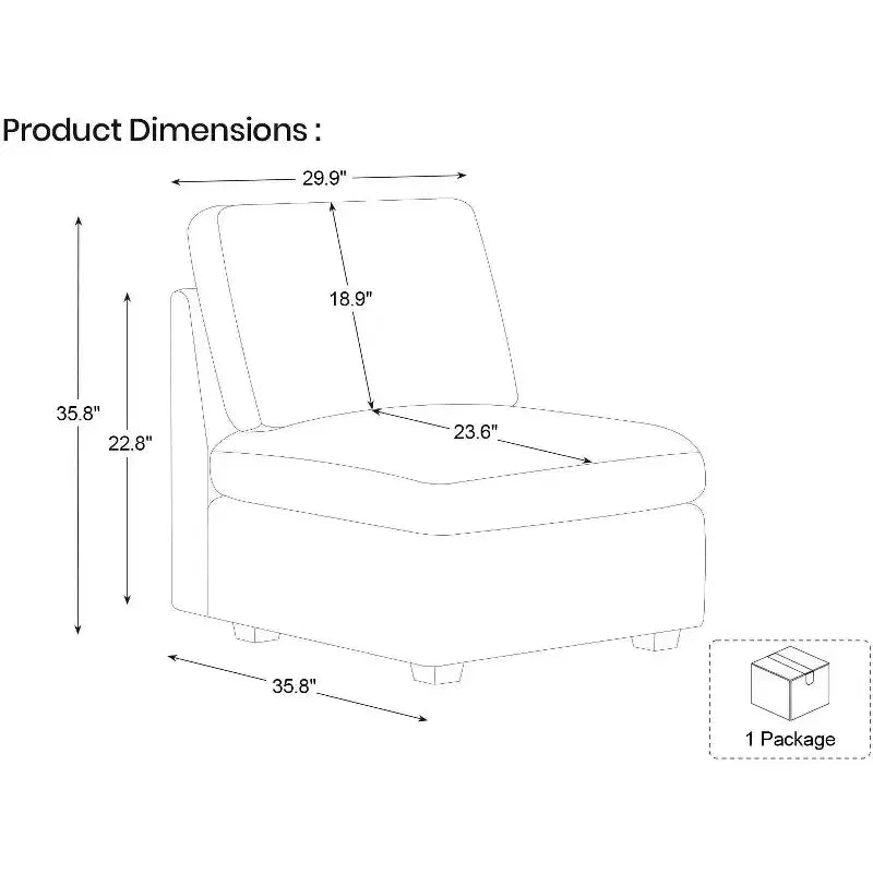 Belffin Chenille Siège Central - Module de Rangement Modulaire avec Tissu Doux pour la Peau et Teintes Naturelles