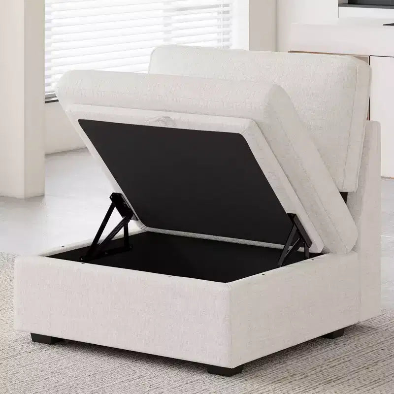 Belffin Chenille Siège Central - Module de Rangement Modulaire avec Tissu Doux pour la Peau et Teintes Naturelles