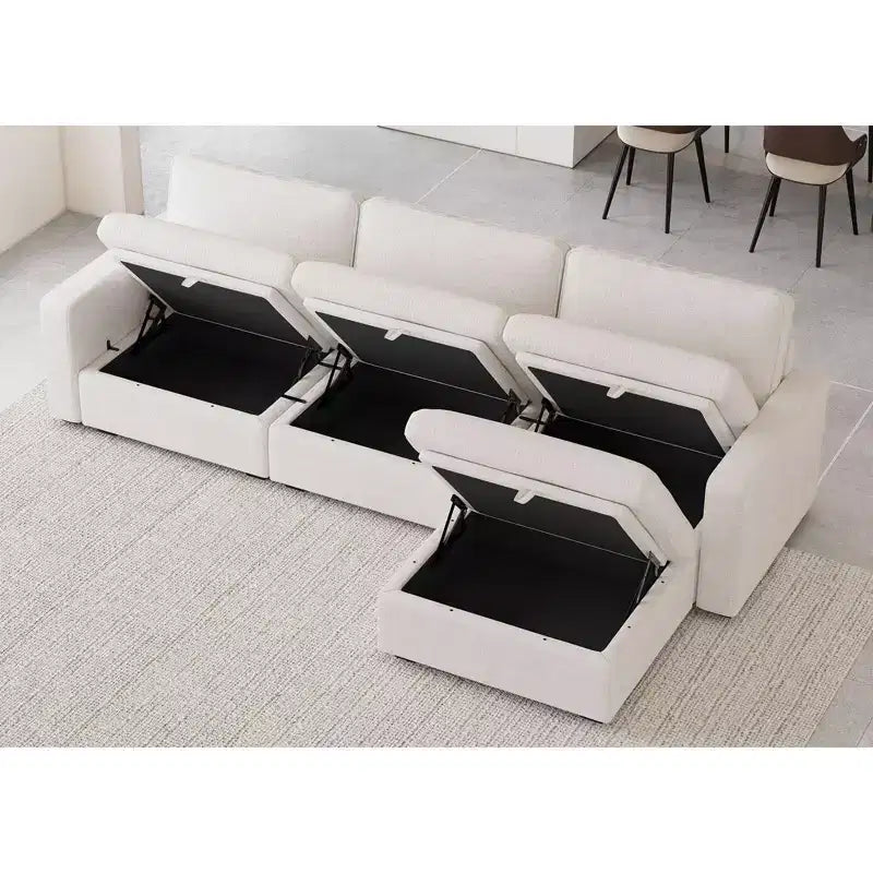 Belffin Chenille Siège Central - Module de Rangement Modulaire avec Tissu Doux pour la Peau et Teintes Naturelles