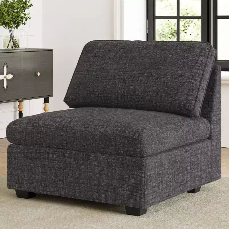 Belffin Chenille Siège Central - Module de Rangement Modulaire avec Tissu Doux pour la Peau et Teintes Naturelles