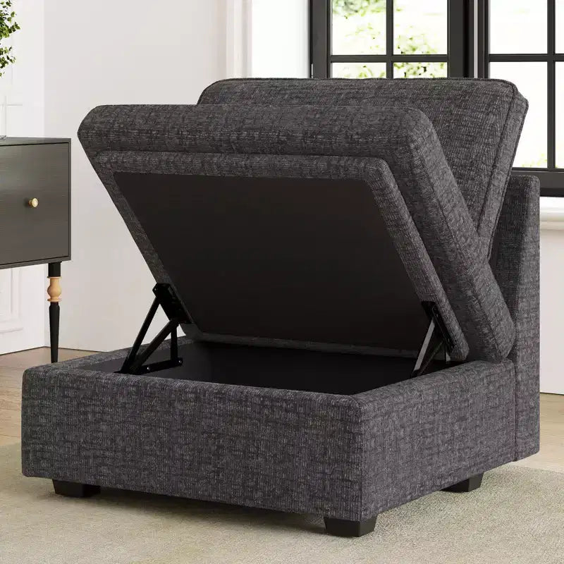 Belffin Chenille Siège Central - Module de Rangement Modulaire avec Tissu Doux pour la Peau et Teintes Naturelles