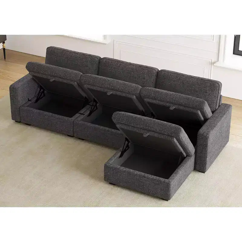 Belffin Chenille Siège Central - Module de Rangement Modulaire avec Tissu Doux pour la Peau et Teintes Naturelles