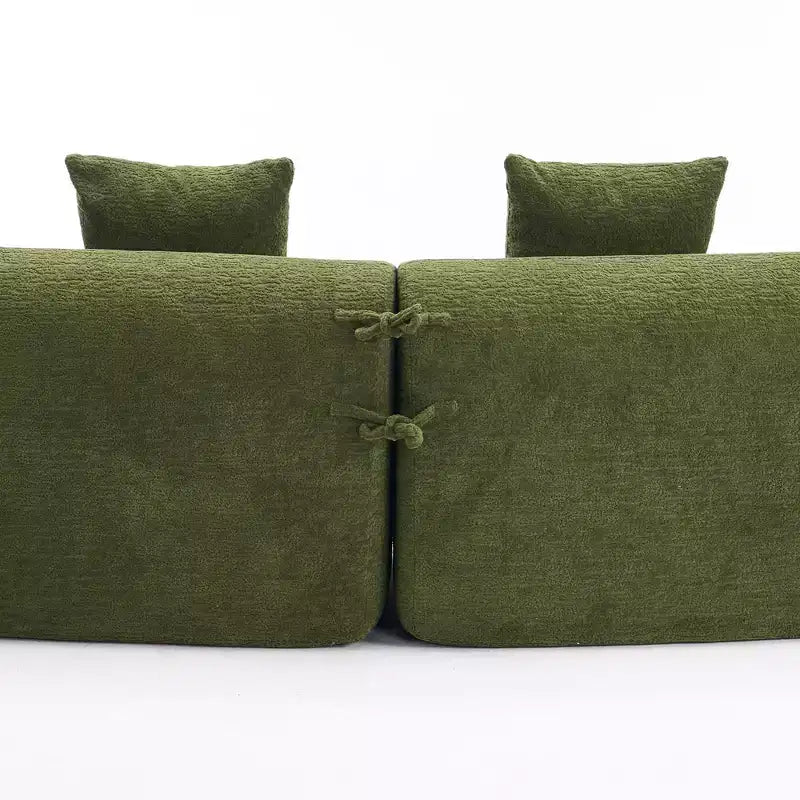 GDFStudio Benson Canapé d'angle moderne incurvé à 4 places en tissu chenille avec 4 oreillers