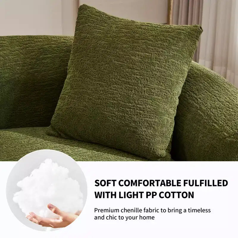 GDFStudio Benson Canapé d'angle moderne incurvé à 4 places en tissu chenille avec 4 oreillers