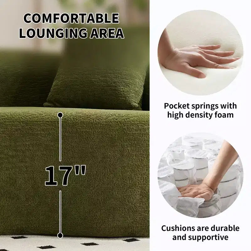 GDFStudio Benson Canapé d'angle moderne incurvé à 4 places en tissu chenille avec 4 oreillers