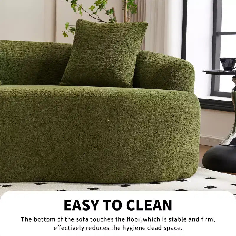 GDFStudio Benson Canapé d'angle moderne incurvé à 4 places en tissu chenille avec 4 oreillers