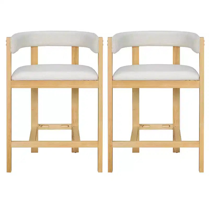 Tabouret de comptoir Christopher Knight Home Callista en bois d'hévéa rembourré avec dossier ouvert (lot de 2)