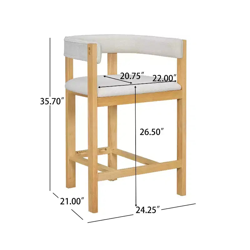 Tabouret de comptoir Christopher Knight Home Callista en bois d'hévéa rembourré avec dossier ouvert (lot de 2)