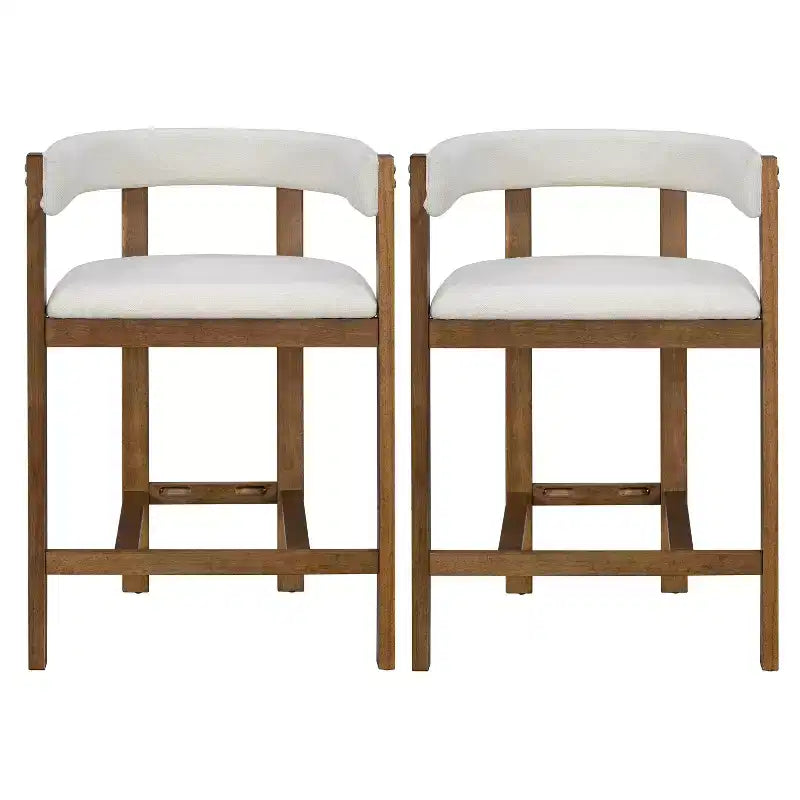 Tabouret de comptoir Christopher Knight Home Callista en bois d'hévéa rembourré avec dossier ouvert (lot de 2)