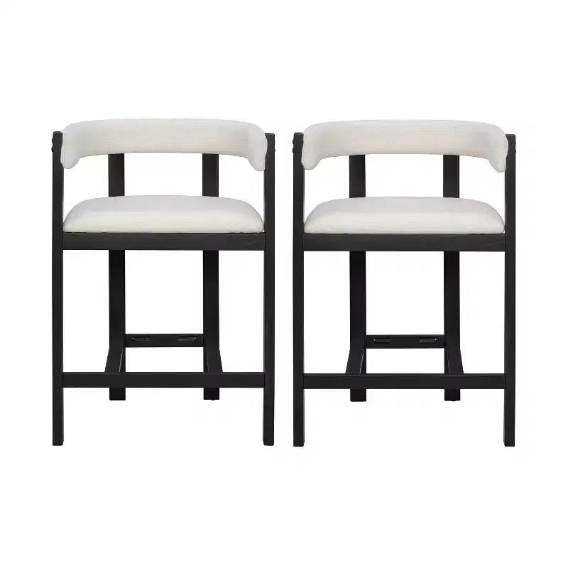 Tabouret de comptoir Christopher Knight Home Callista en bois d'hévéa rembourré avec dossier ouvert (lot de 2)