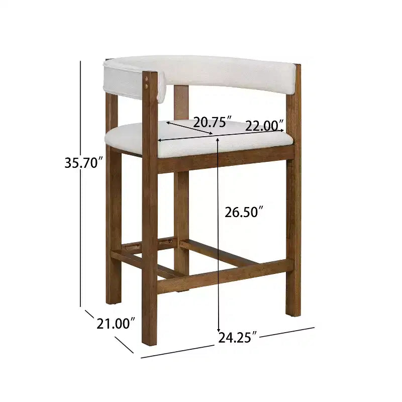 Tabouret de comptoir Christopher Knight Home Callista en bois d'hévéa rembourré avec dossier ouvert (lot de 2)