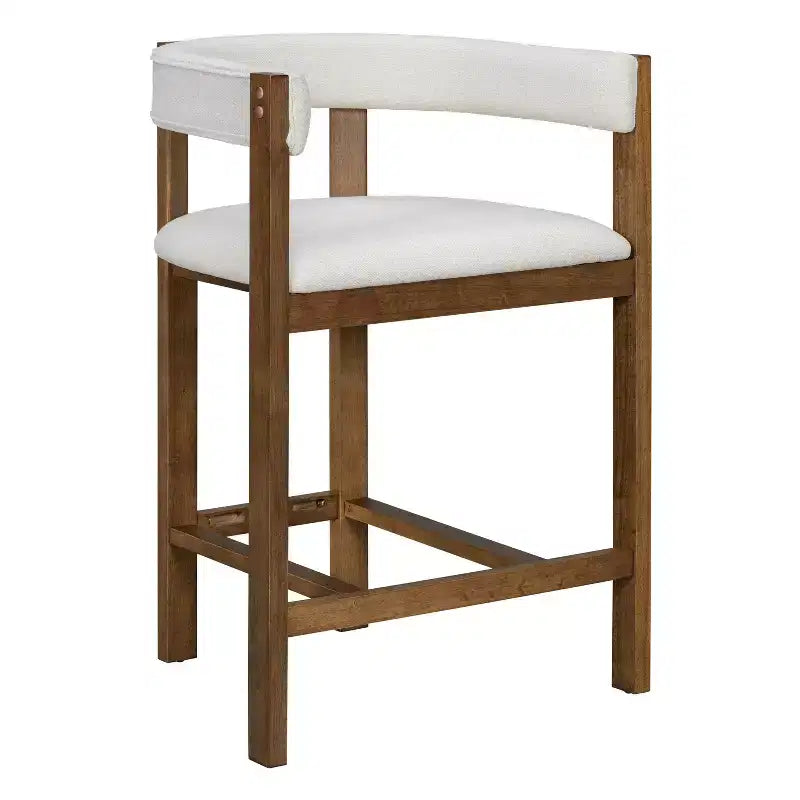 Tabouret de comptoir Christopher Knight Home Callista en bois d'hévéa rembourré avec dossier ouvert (lot de 2)