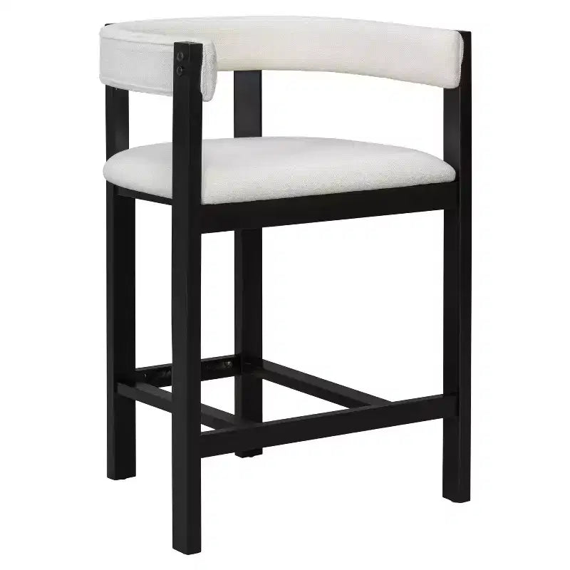 Tabouret de comptoir Christopher Knight Home Callista en bois d'hévéa rembourré avec dossier ouvert (lot de 2)