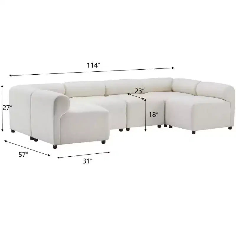 Christopher Knight Home Fermin Canapé modulaire sectionnel 6 pièces moderne avec dossier rond