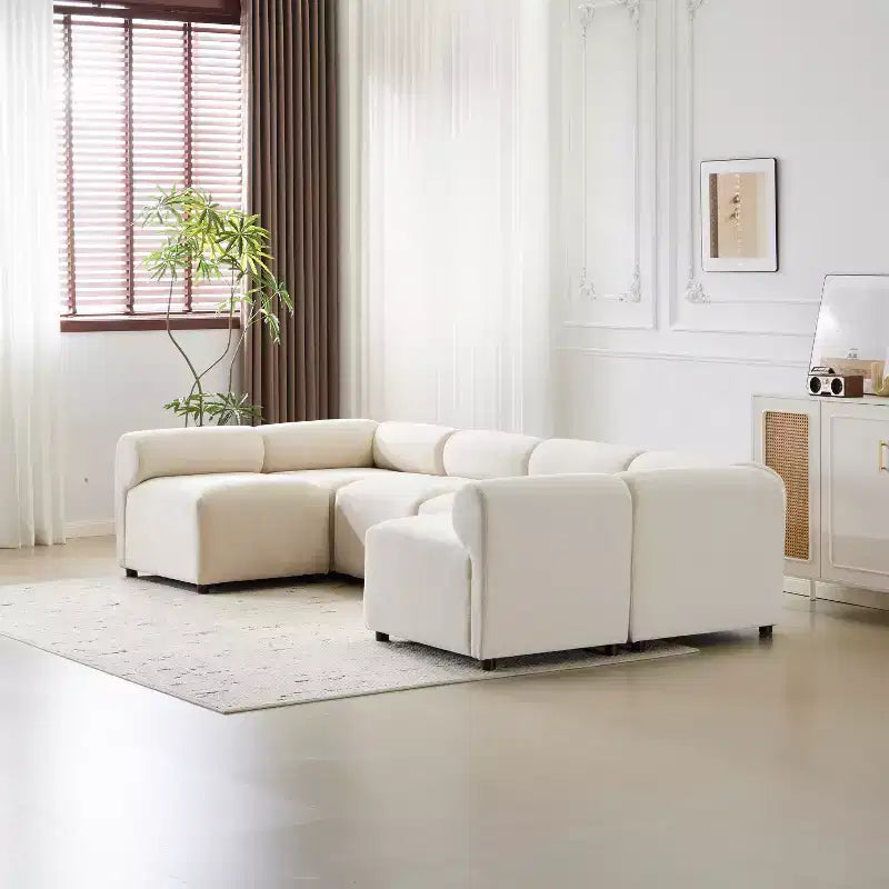 Christopher Knight Home Fermin Canapé modulaire sectionnel 6 pièces moderne avec dossier rond