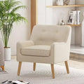 Okak Modern Mid-Century Accent Chairs for Bedroom, Tufted Fabric Accent Chair with Solid Wood Legs for Living Room