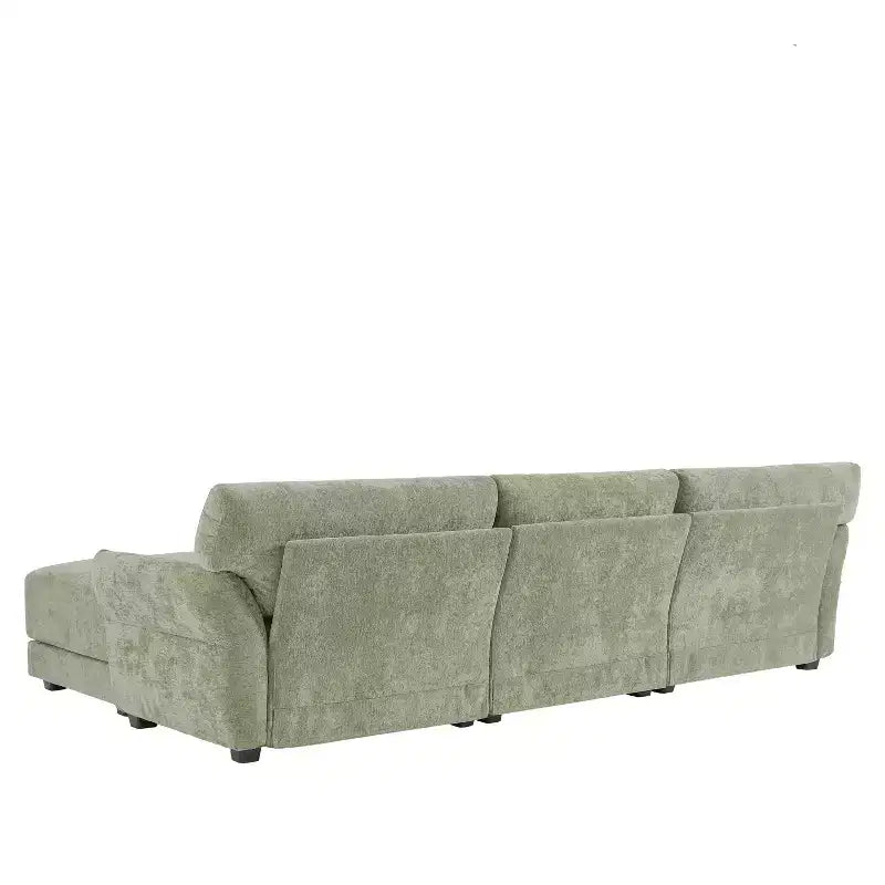 Canapé modulable avec ports USB, canapé 6/4 places rembourré en chenille avec accoudoirs pétale et poufs - ModernLuxe