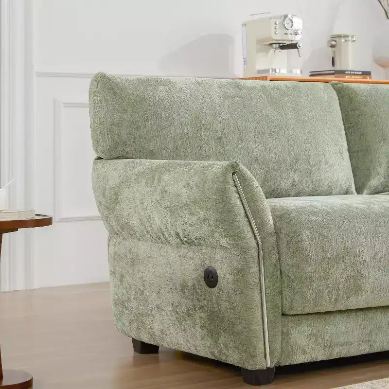 Canapé modulable avec ports USB, canapé 6/4 places rembourré en chenille avec accoudoirs pétale et poufs - ModernLuxe