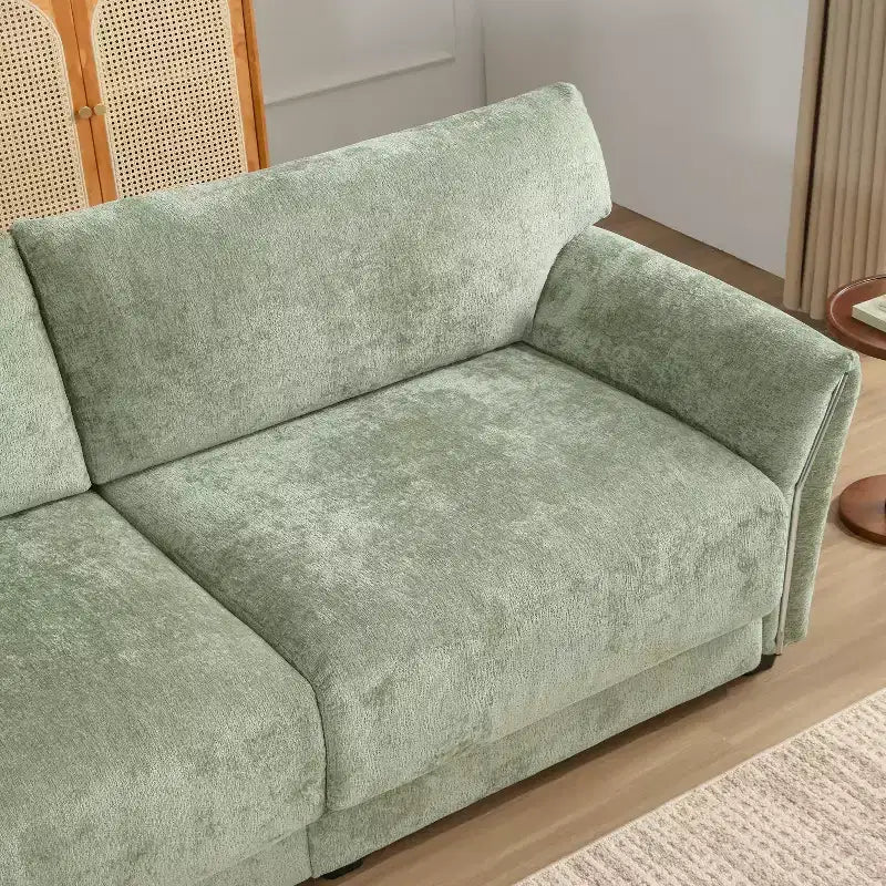 Canapé modulable avec ports USB, canapé 6/4 places rembourré en chenille avec accoudoirs pétale et poufs - ModernLuxe