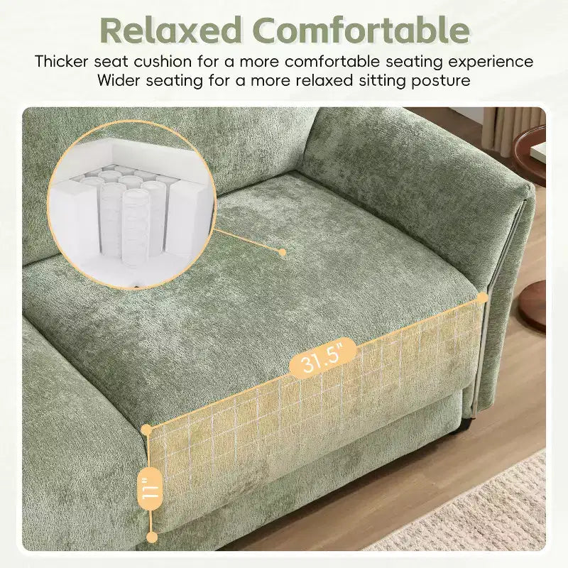 Canapé modulable avec ports USB, canapé 6/4 places rembourré en chenille avec accoudoirs pétale et poufs - ModernLuxe