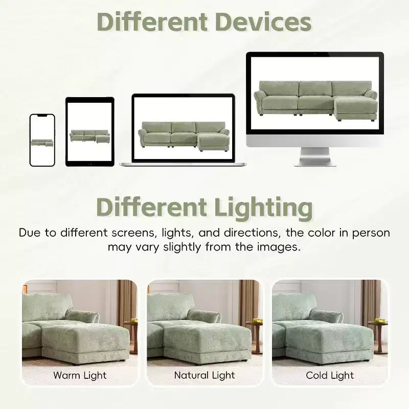 Canapé modulable avec ports USB, canapé 6/4 places rembourré en chenille avec accoudoirs pétale et poufs - ModernLuxe